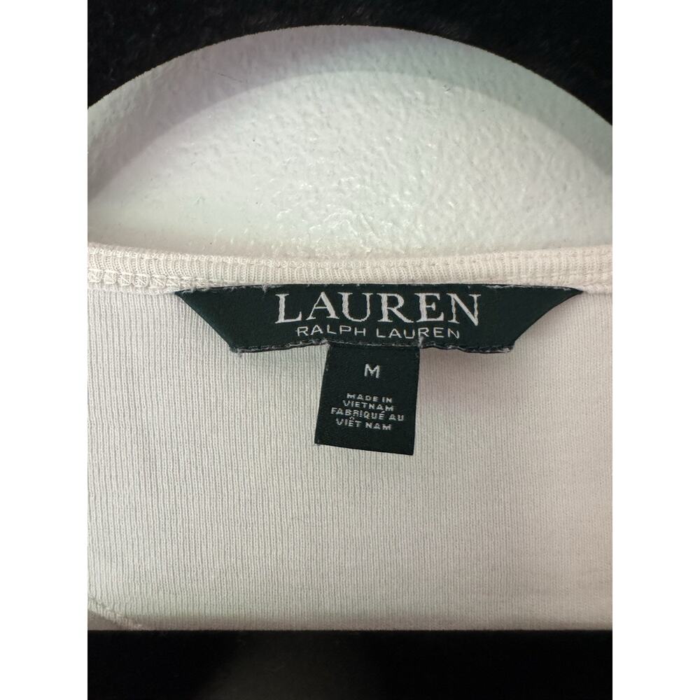 Ralph Lauren Ivory Lace Up Neck Long Sleeve Tshirt Medium - Picture 6 of 7